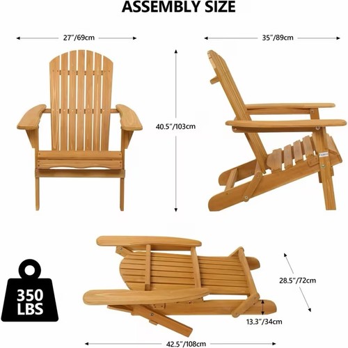 Natural wood adirondack chair - natural,